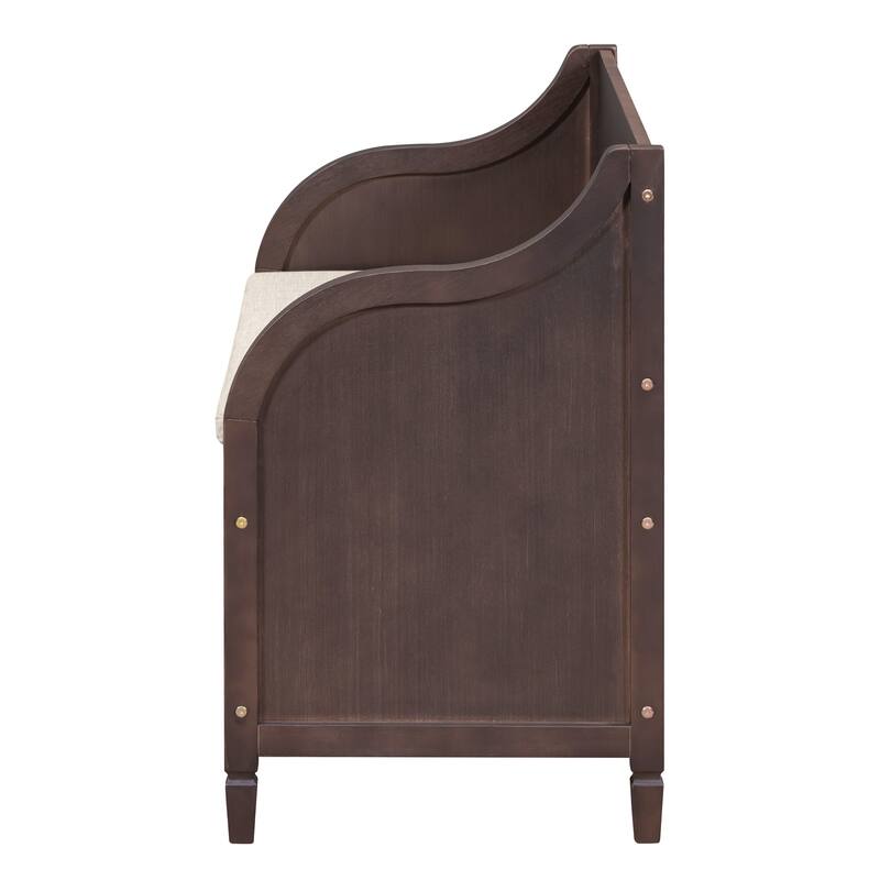 Rustic Style Solid Wood Entryway Storage Bench with Safety Hinge