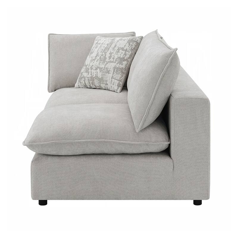 Upholstered Modular Left Facing Loveseat with 2 Pillows in Beige