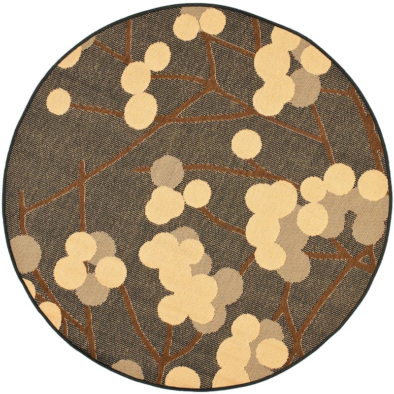 SAFAVIEH Courtyard Delois Indoor/ Outdoor Waterproof Patio Backyard Rug - 4' x 5'7" - Black/Brown