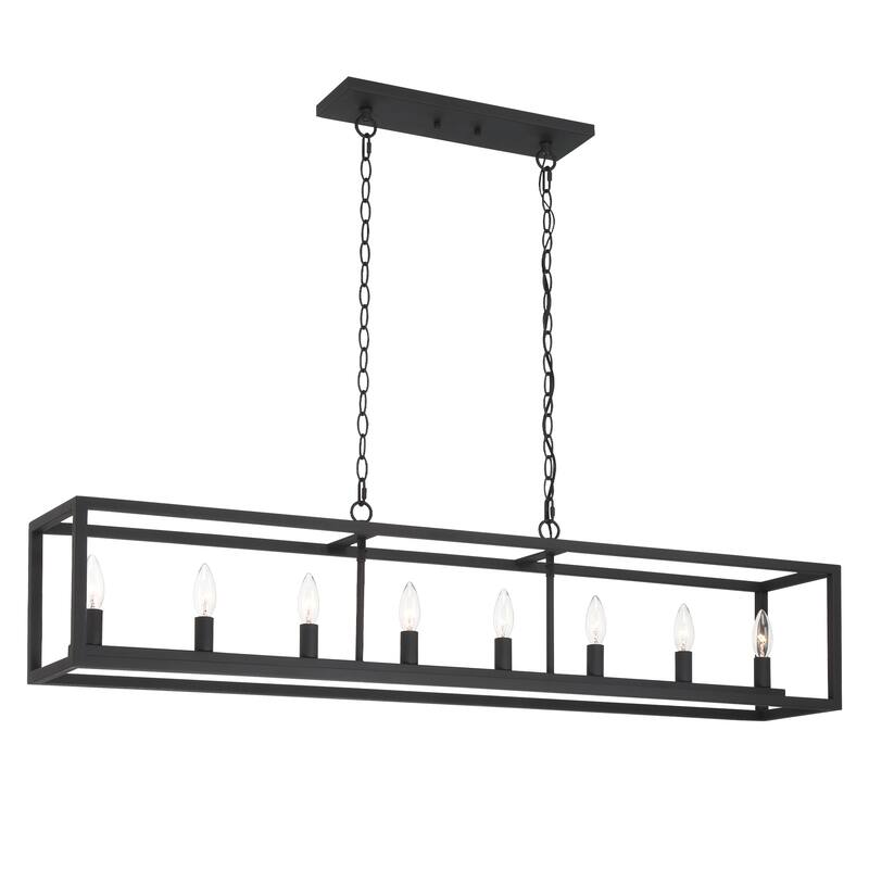 Modern Farmhouse 8-light 48In Rectangle Linear Chandelier for Dining Room with UL Certified