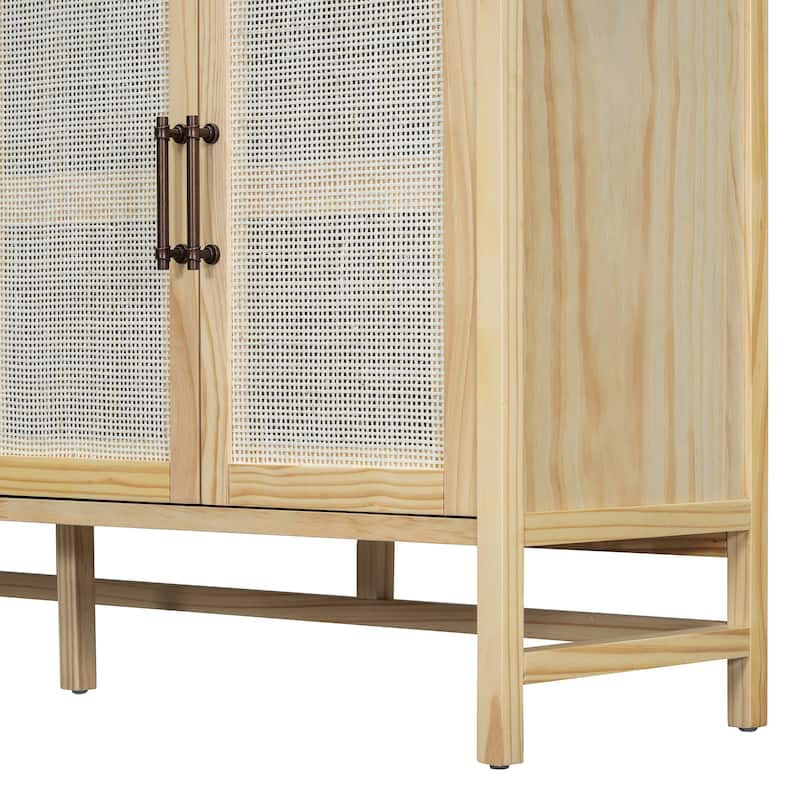 Rattan Cabinet Doors Sideboard Buffet Storage Cabinet Console Table