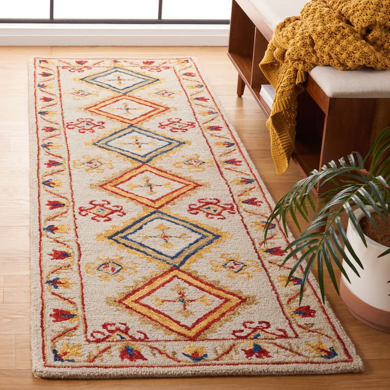 SAFAVIEH Handmade Aspen Olof Boho Tribal Wool Rug - 2'3" x 7' Runner - Ivory/Multi