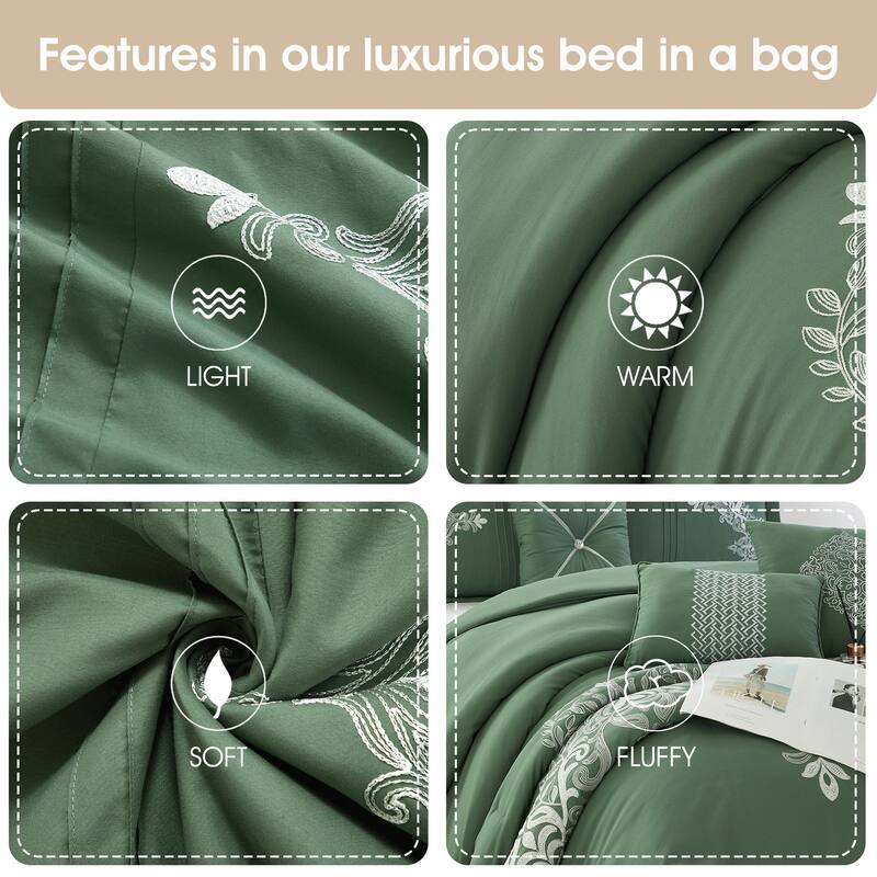Nanshing Lacy 7 Piece Damask Embroidery Comforter Set