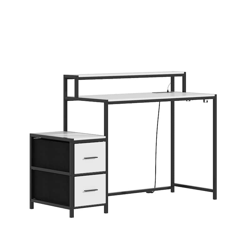 39.4" French Gaming Computer Desk with Power Outlet, 24 Colors & 2 Drawers