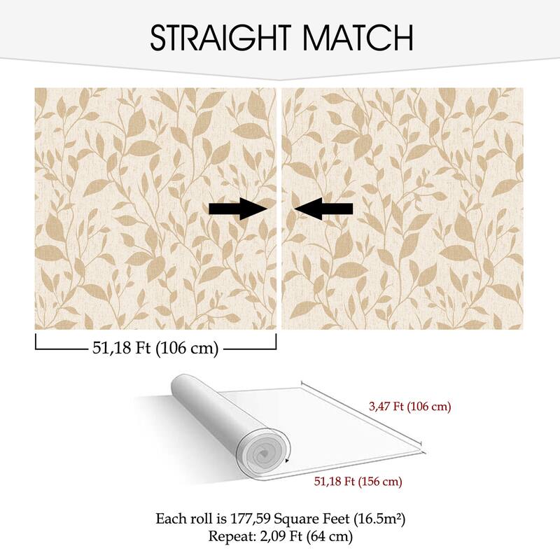 SUSSEXHOME Removable Wallpaper-Waterproof, Strippable, Light Resistance & Cleanable Wall Paper Roll-Wallpaper-Leaves