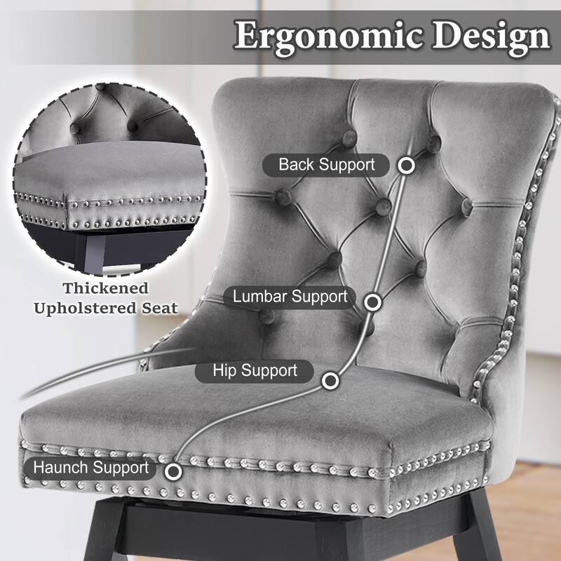 26"/30" Velvet Upholstered Swivel Counter or Bar Height Stools