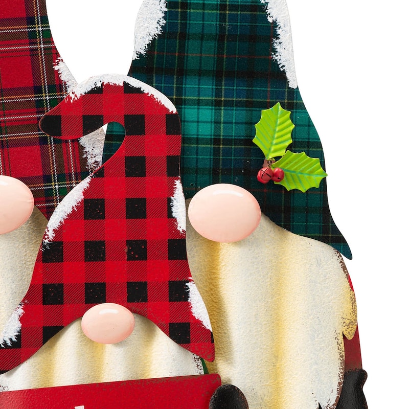 Glitzhome Metal Christmas Snowman Nutcracker Gnome Family Yard Stakes Wall Decor