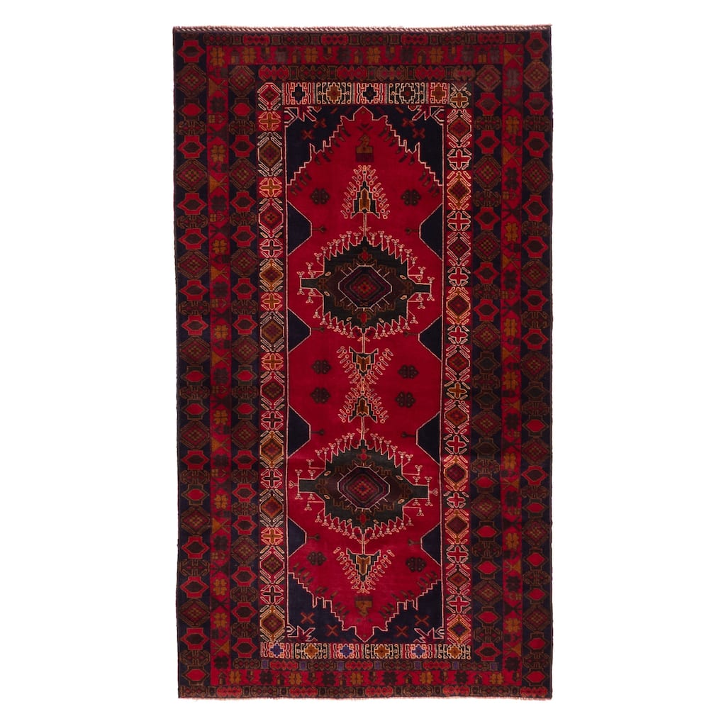 ECARPETGALLERY Hand-knotted Teimani Red Wool Rug - 3'7 x 6'8