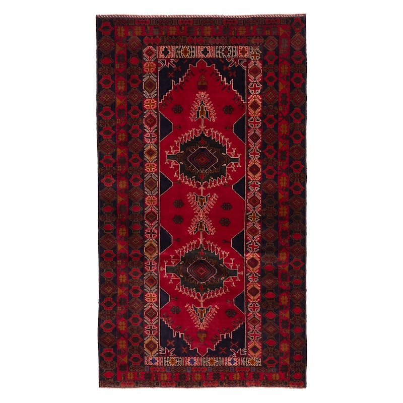 ECARPETGALLERY Hand-knotted Teimani Red Wool Rug - 3'7 x 6'8