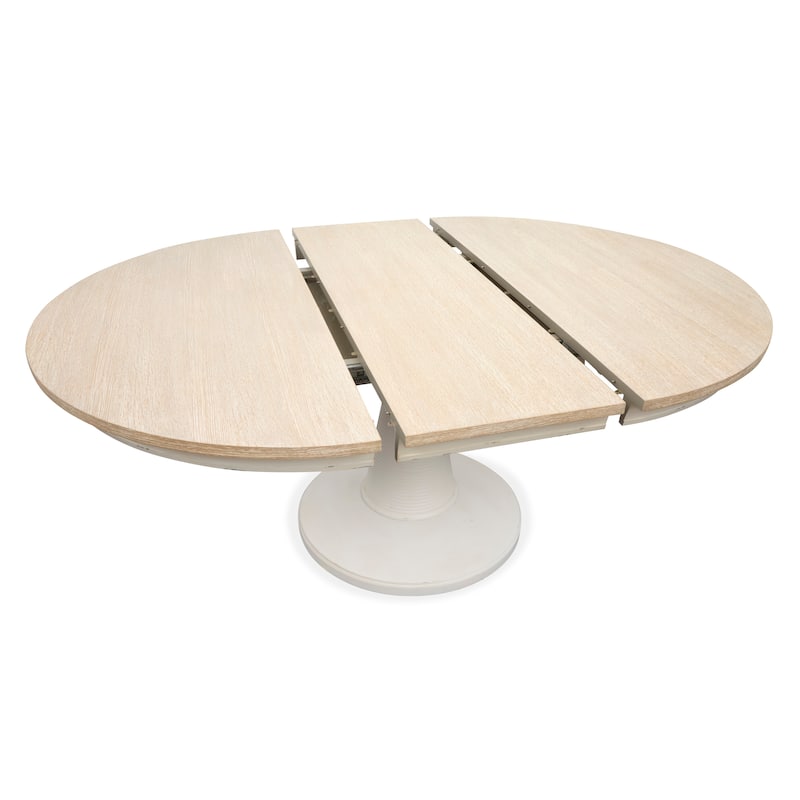 Salt Life Home Echo Isles Sea Pearl and Driftwood Extendable 54" Round Dining Table - 54''W x 54''D x 30''H