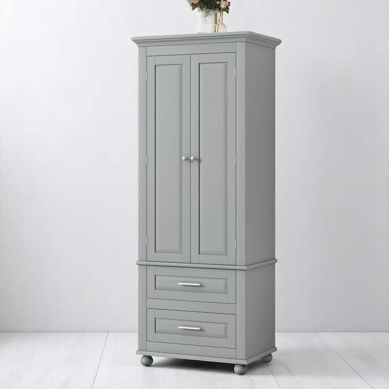 Freestanding Bathroom/Office Cabinet with 2 Doors and Drawers, Adjustable Shelf, Anti-Tip Kit Included