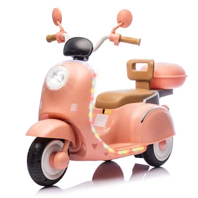 12V Kids Ride On Three-Wheel Electric Motorcycle,2WD,Cool Waterfall Light,Large Storage Space,Power Display For Kids Aged 3-6.
