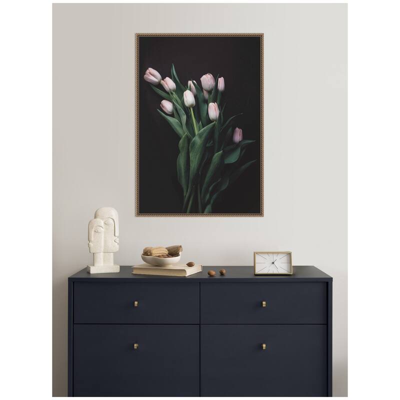 Kate and Laurel Blush Tulips by Emiko and Mark Franzen F2 Images Framed Canvas Wall Art Print