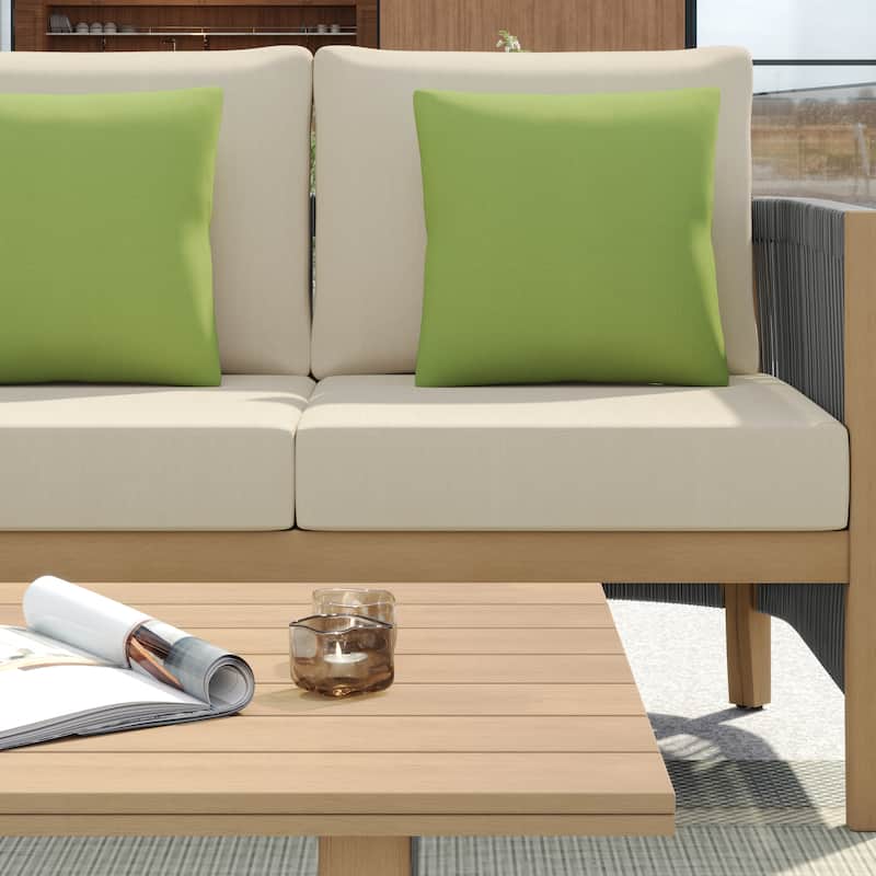 Corvus Iona 4-piece Patio Eucalyptus Wood and Rope Sofa Seating Set with Sunbrella Fabric