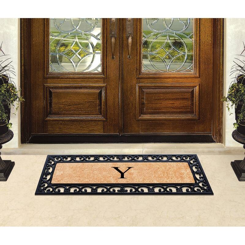 A1HC Exclusive Hand Crafted Myla Monogrammed Entry Doormat, 18" x 48"