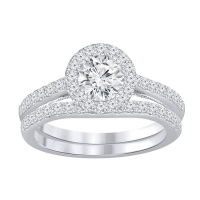 Auriya 1 3/4ctw Round Halo Diamond Engagement Ring Set 14k Gold