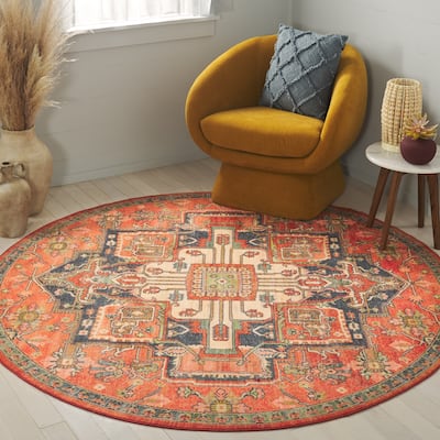 SAFAVIEH Journey Lori Transitional Machine Washable Rug - 6'7" Round