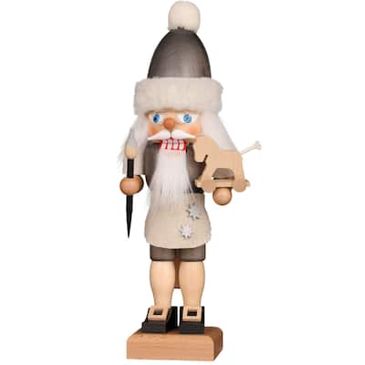 11.75” Grey Santa Christmas Handmade Wooden Nutcracker