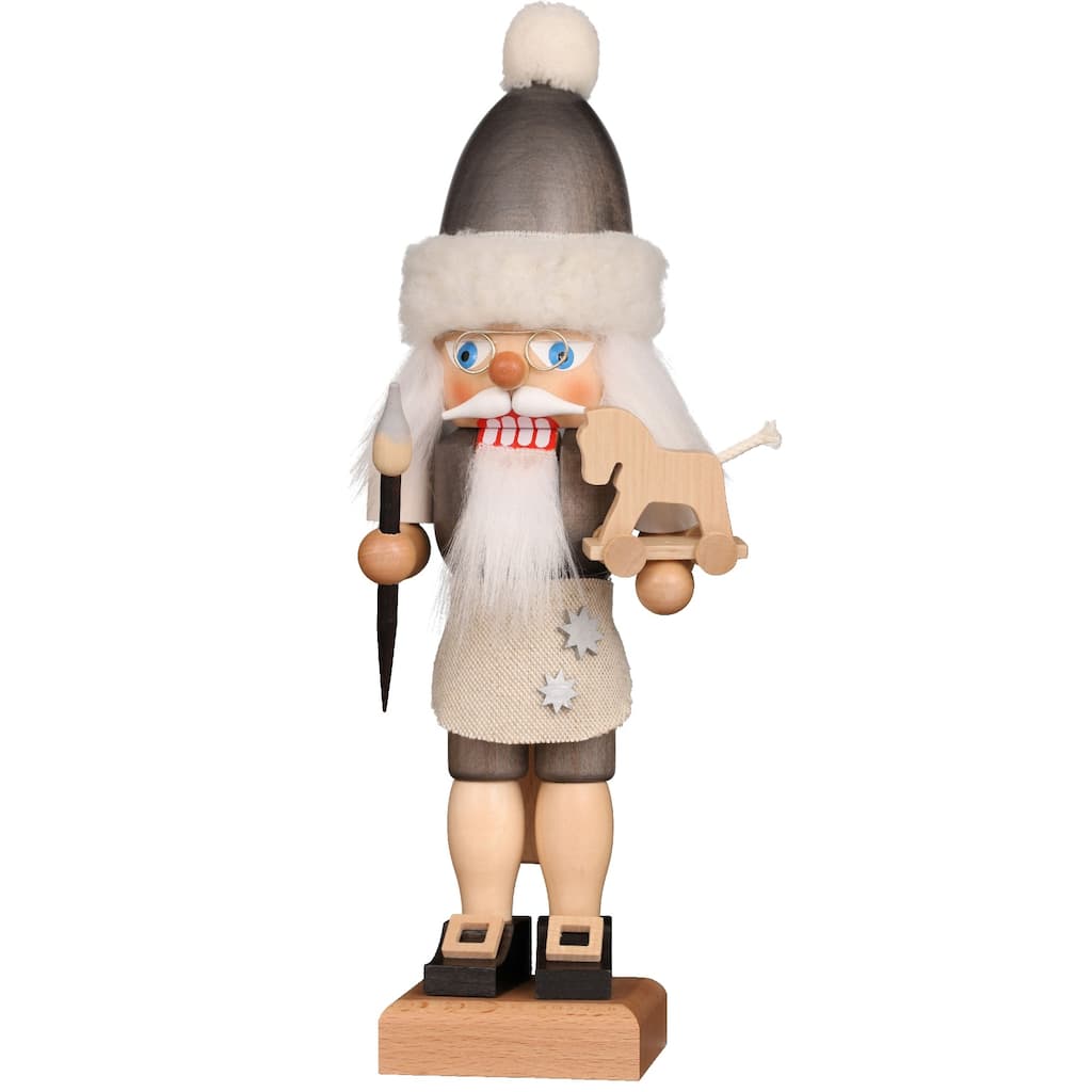 11.75” Grey Santa Christmas Handmade Wooden Nutcracker
