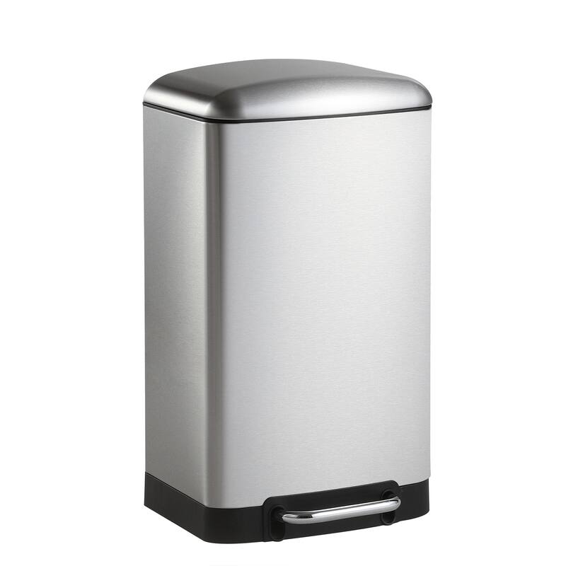 happimess Ashley Rectangular 8-Gallon Trash Can with Soft-Close Lid with FREE Mini Trash Can, Stainless Steel