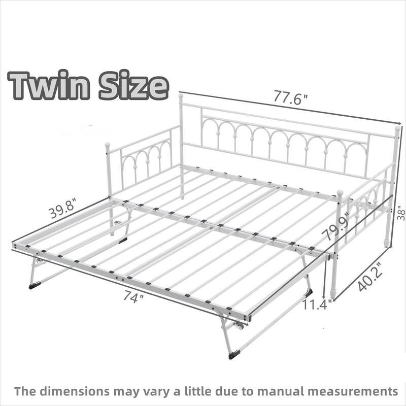 Twin Daybed with Trundle,Day Bed with Trundle Bed Twin,Pop Up Trundle Bed