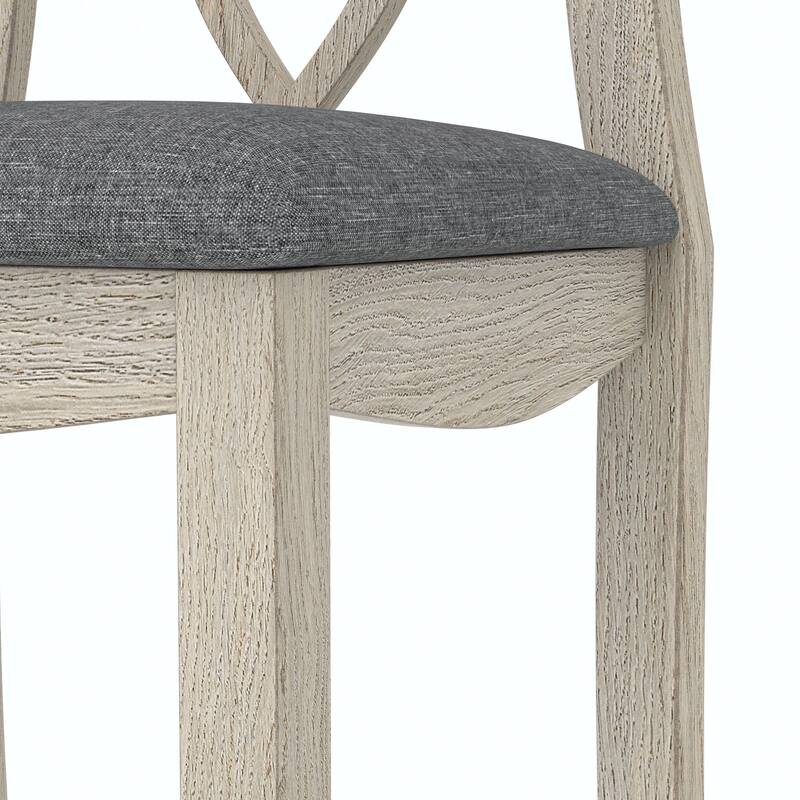 Javlergo Mid-Century Modern Solid Wood Dining Table Set for 4/6, Rectangular Kitchen Table and Chairs, Upholstered Dining Set