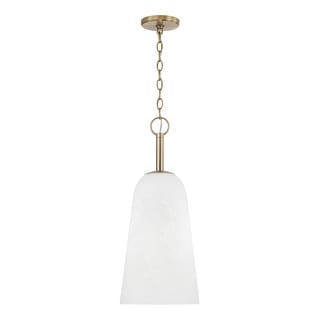 10" W x 24" H 1-Light Pendant in Matte Brass with Faux Alabaster Glass - 10"W x 24"H