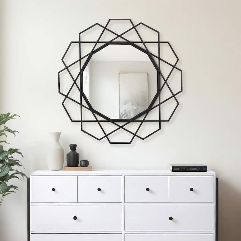 Sagebrook Home Geometric Modern Metal Wall Mirror - 36" x 2" x 35"
