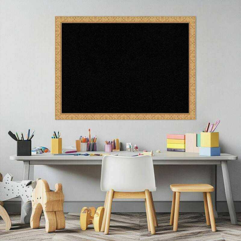 Lila Gold Wood Framed Cork Board - Bulletin Board, Organization Board, Pin Board