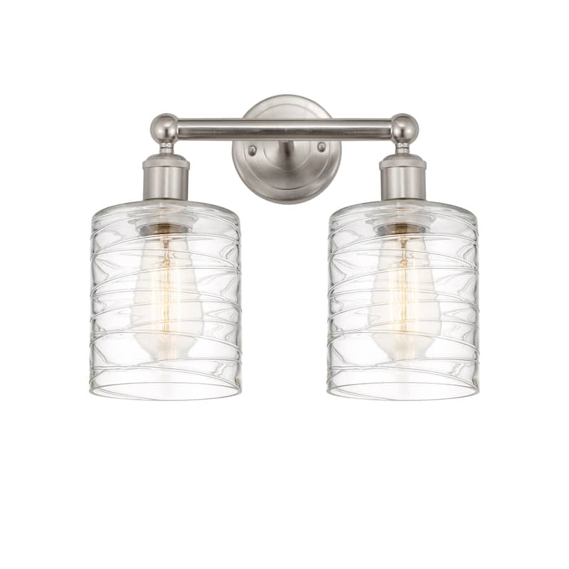 Innovations Lighting 616-2W-12-14 Cobbleskill Vanity Cobbleskill 2 - Brushed Satin Nickel / Deco Swirl