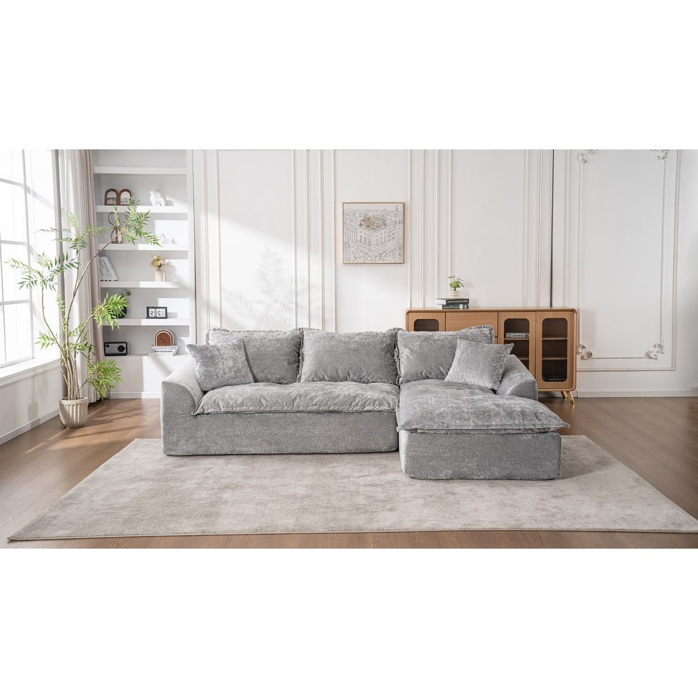 103" L-Shaped Cloud Sectional Sofa with Chaise, Upholstered Boneless Couches for Living Room, Modern Modular Chenille Sofa