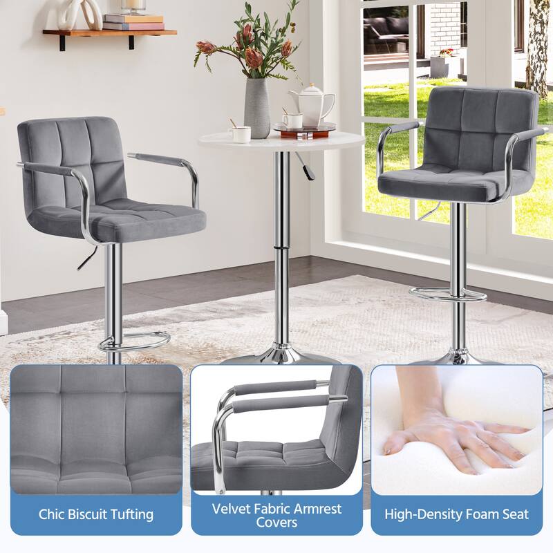 Yaheetech Bar Stools with 360-Degree Swivel and Adjustable Height- Set of 2