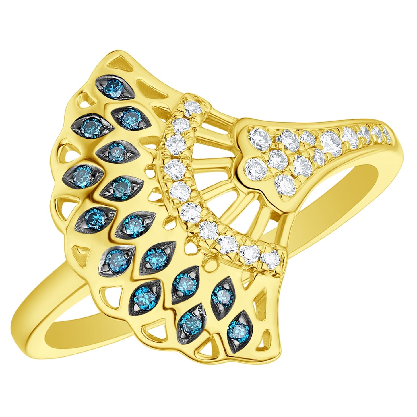 Prism Jewel 0.16Ct G-H//I1 Round Natural Diamond Designer Bypass Ring