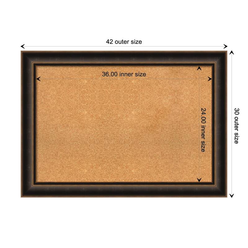 Villa Oil Rubbed Bronze Wood Framed Natural Corkboard Bulletin Board - Board Size 36x24
