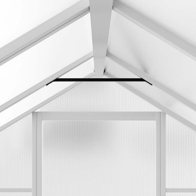 VEIKOUS Aluminum Walk-In Garden Greenhouse Kit with Adjustable Roof Vent and Lockable Door White - 6'×10'