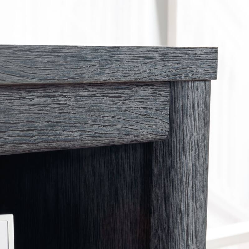 Wood Modern Chest with 4-Drawer and Open Shelf, Blue