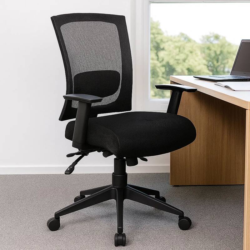Oyo Rolling Task Chair, Black Mesh Back, 3 Paddle Adjustments