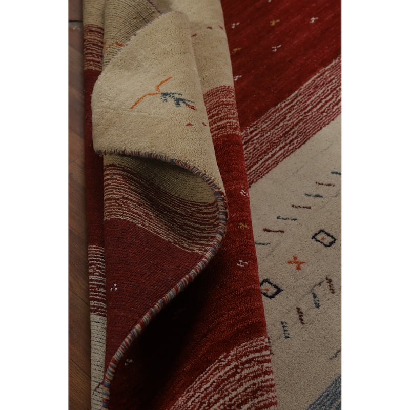 Hand Knotted Oriental 100% Wool Carpet Tribal Animal Pictorial Multi-Colored Gabbeh Area Rug - 7' 8'' X 5' 6''