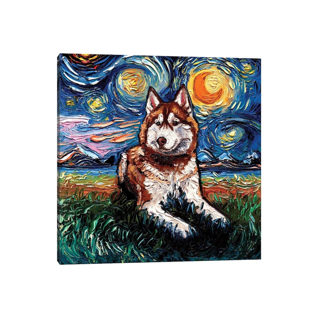 iCanvas "Red Husky Night" by Aja Trier Canvas Print