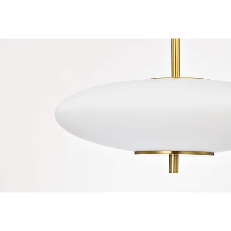 Caio Brass Pendant Light with Oval Disk Frosted Glass Shade