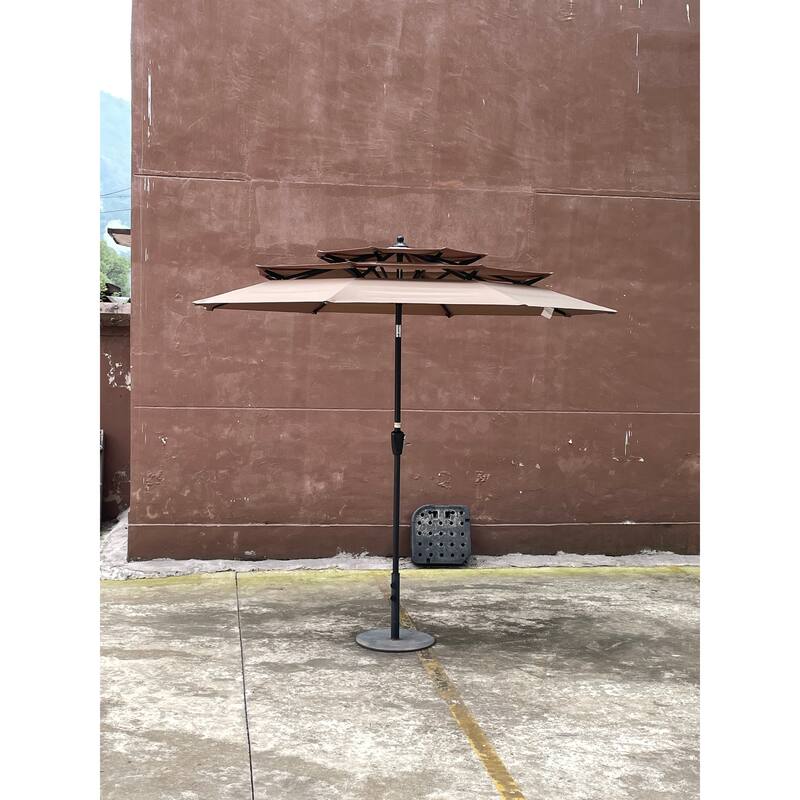9Ft 3-Tiers Outdoor Patio Umbrella with Crank and tilt and Wind Vents Pool Shade Outside Deck Swimming Pool