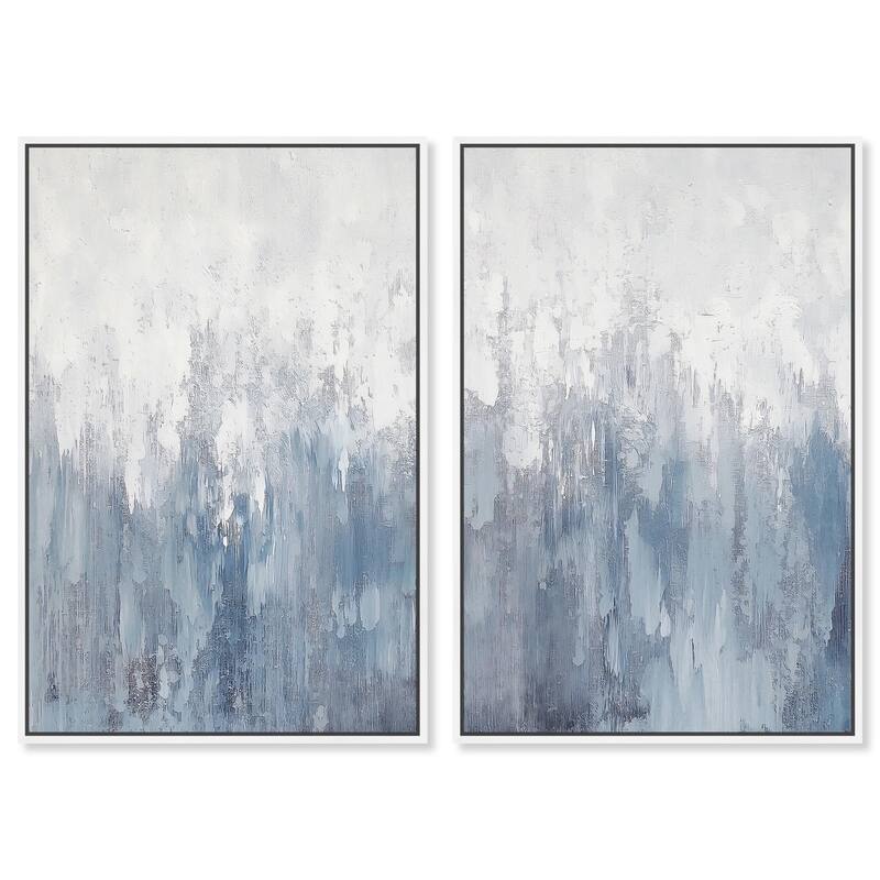 Frosted Glass Canvas Set of 2 by Art Remedy - 16" x 24" - White
