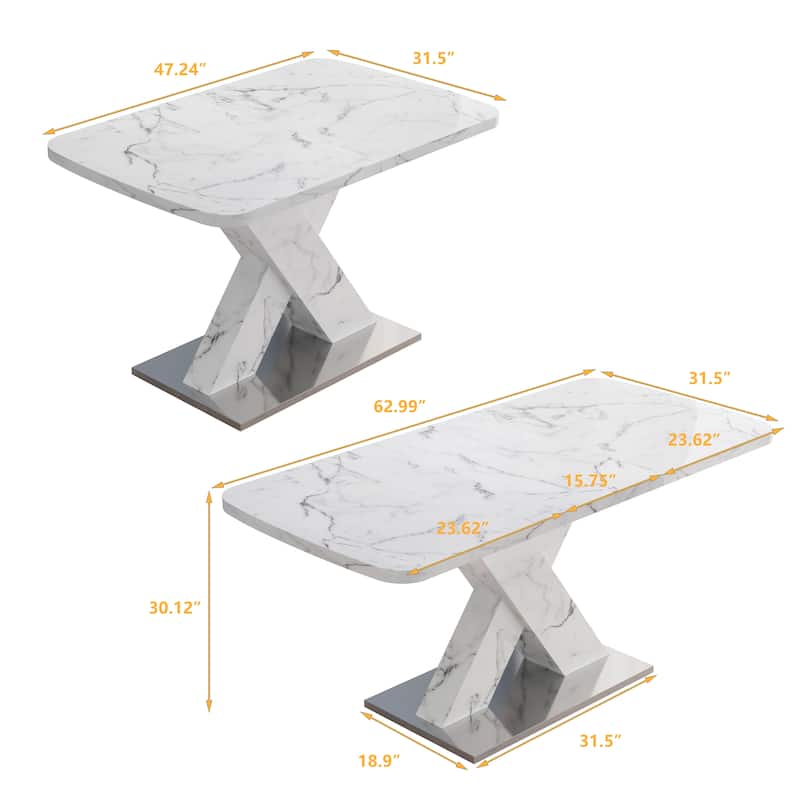 Modern Square Dining Table - Silver