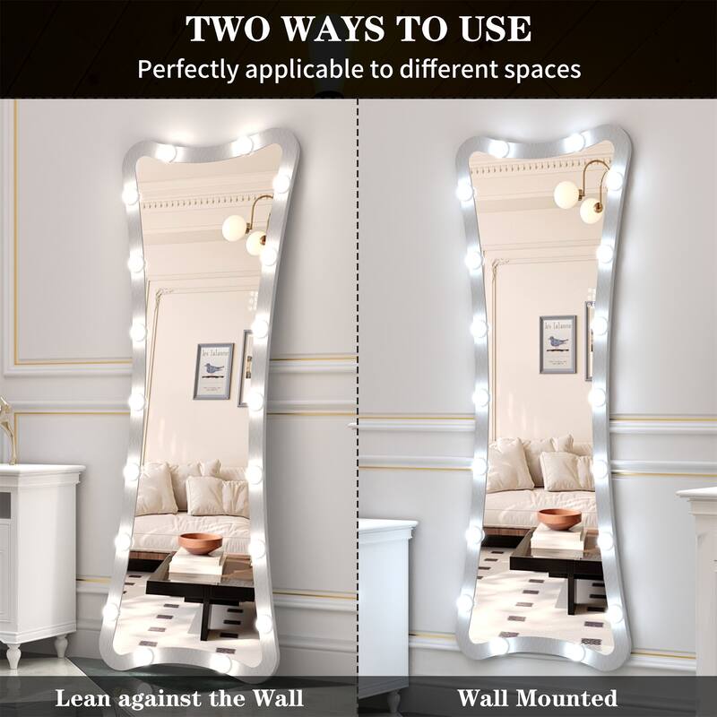 63"H Full Length Mirror with 3 Color Modes Lighted and Touch Control