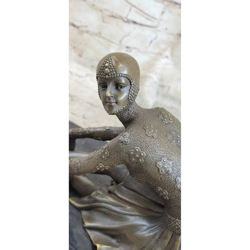 Signed Milo Art Lost Wax Sitting Dancer Bronze Sculpture Figure Statue Figurine
