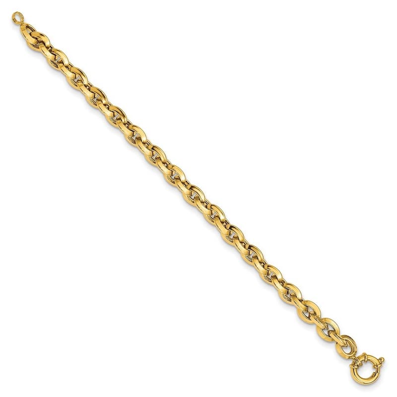 Curata 14k Polished Yellow Gold Fancy Knife edge Rolo Link Bracelet 8 Inch