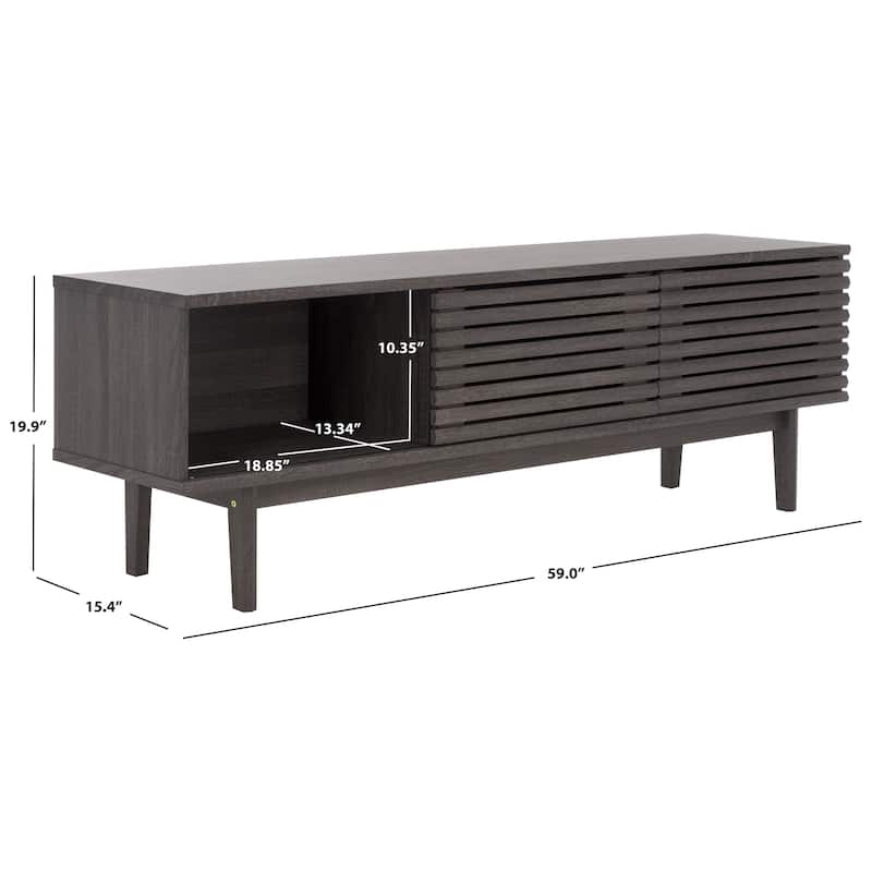 SAFAVIEH Home Aricia Large 2 Door Media Stand - 59Wx15Dx20H - Distressed Black