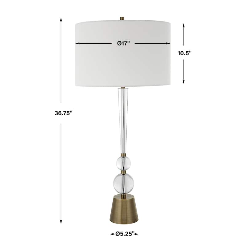 Tapered Crystal Column Table Lamp - 36.75" - Brass Finish