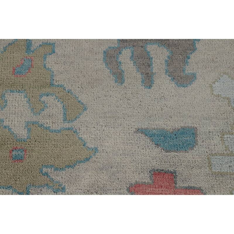 Floral Oushak Indian Large Rug Hand-Knotted Wool Carpet - 11'9" x 14'11"