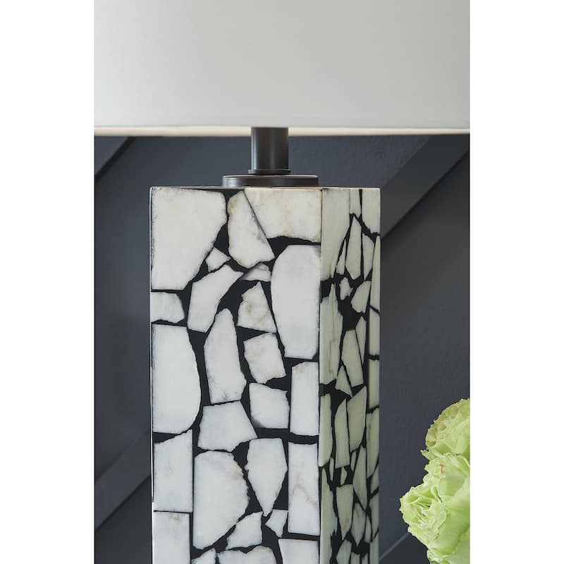 Signature Design by Ashley Macaria White/Black Table Lamp - 15.5"W x 15.5"D x 28"H
